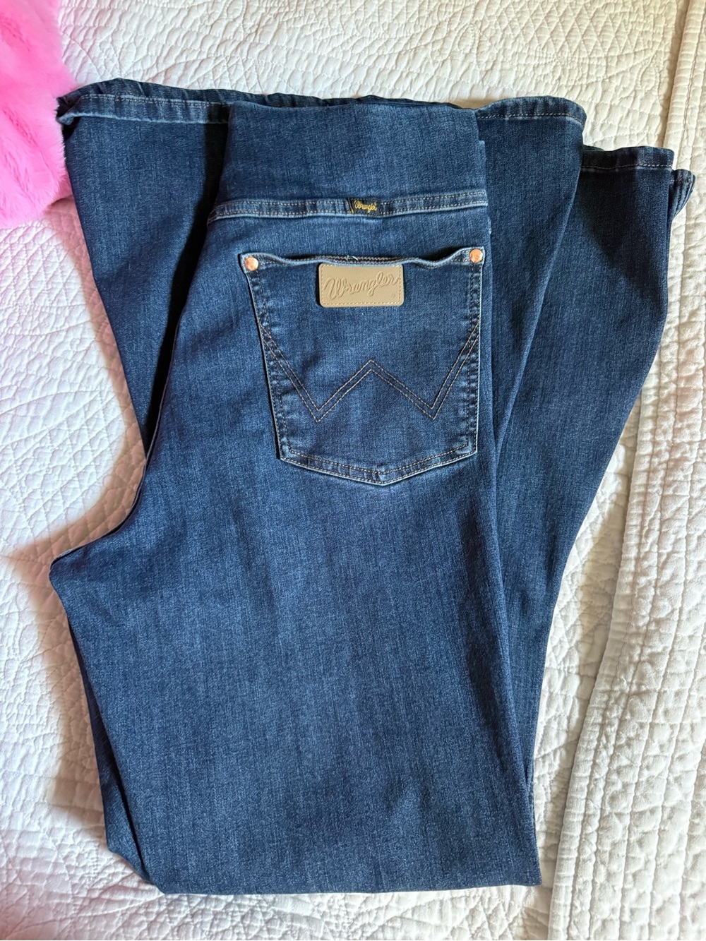 Wrangler Lainey Wilson High-Waist Dark Blue Flare Jeans for Women 34x34 - Picture 8 of 8